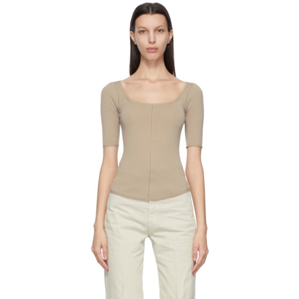 lemaire beige second skin sweater in size small